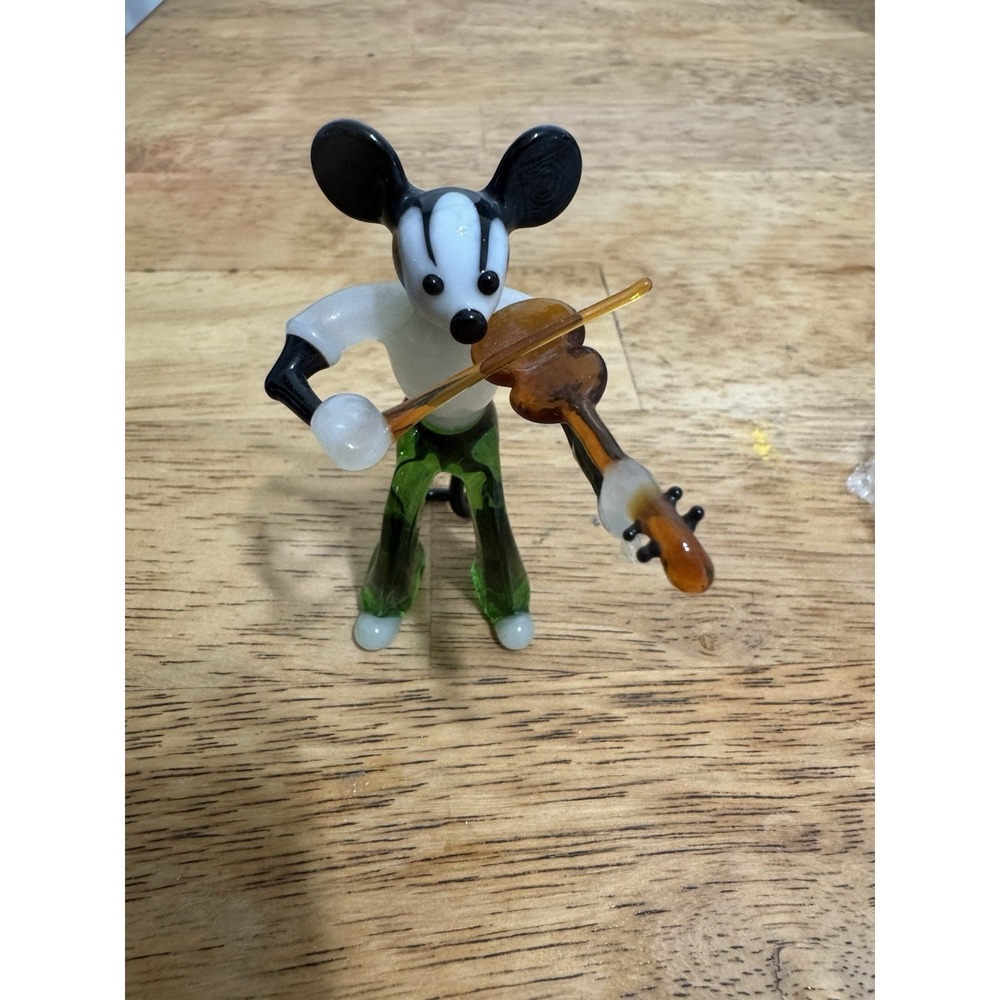 hand blown glass mickey mouse statue vintage
